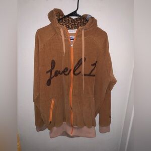 Jiberish Level 1 Brown Corduroy Zip Sweatshirt Hoodie Men’s Medium M